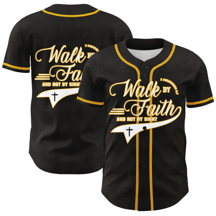 Christianartworkshop Glaube und nicht das Sehen – Unisex-Baseballtrikot mit Kreuzesschrift-Motiv - Golden - 5XL - image 3