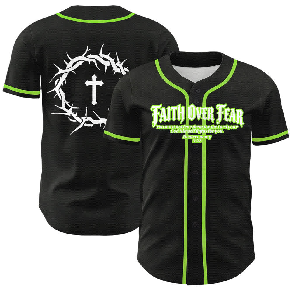 Christianartworkshop Glaube statt Angst Dornenkrone Kreuz Bibelmotiv Unisex Baseballtrikot - Grün - 5XL - image 21