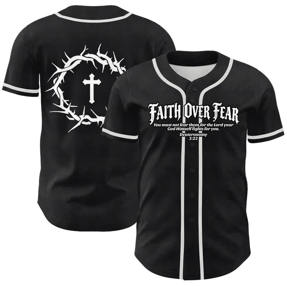 Christianartworkshop Glaube statt Angst Dornenkrone Kreuz Bibelmotiv Unisex Baseballtrikot - Weiß - 5XL - image 3