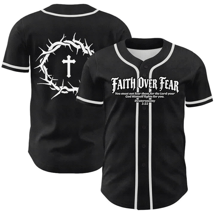 Christianartworkshop Glaube statt Angst Dornenkrone Kreuz Bibelmotiv Unisex Baseballtrikot - Weiß - 5XL - image 3