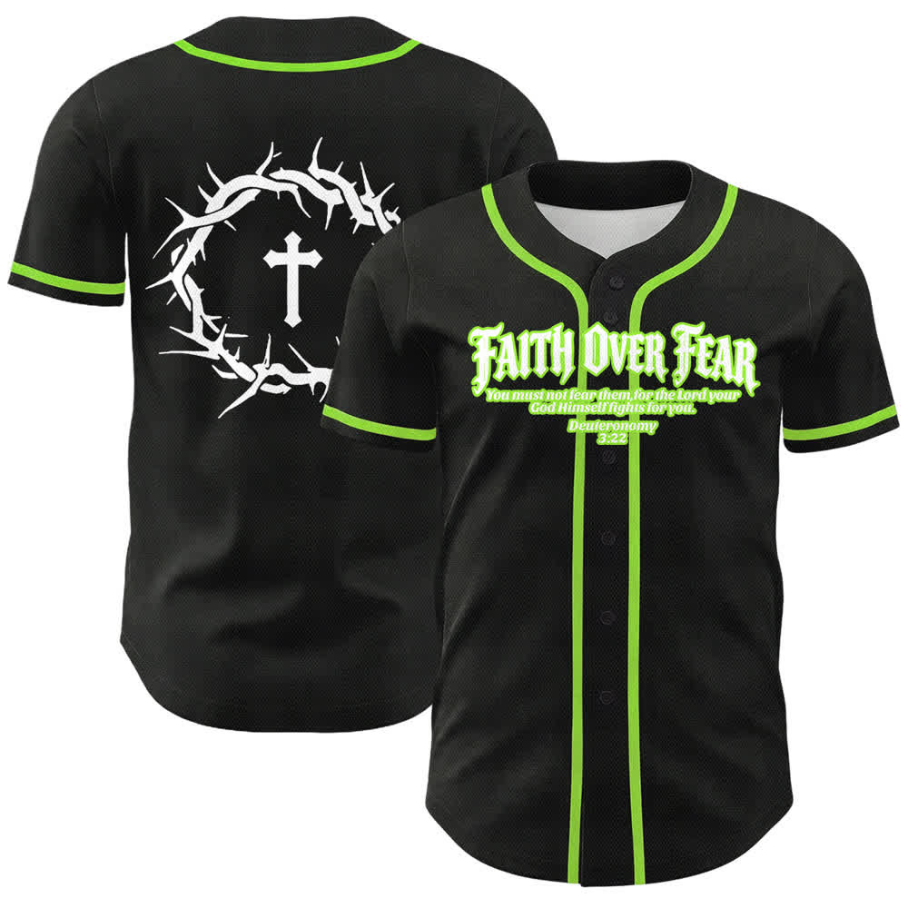 Christianartworkshop Glaube statt Angst Dornenkrone Kreuz Bibelmotiv Unisex Baseballtrikot - Grün - 5XL - image 21