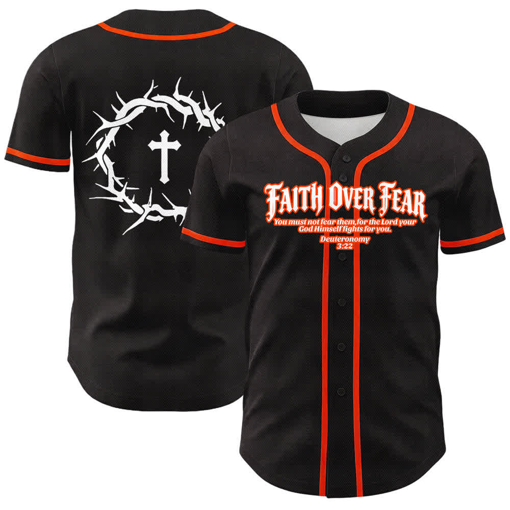 Christianartworkshop Glaube statt Angst Dornenkrone Kreuz Bibelmotiv Unisex Baseballtrikot - Orange - 5XL - image 9