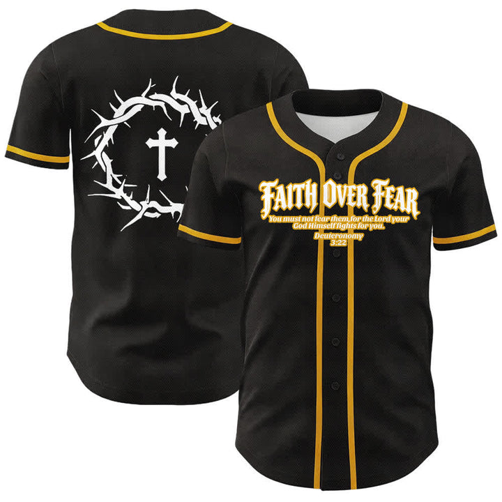 Christianartworkshop Glaube statt Angst Dornenkrone Kreuz Bibelmotiv Unisex Baseballtrikot - Golden - 5XL - image 0
