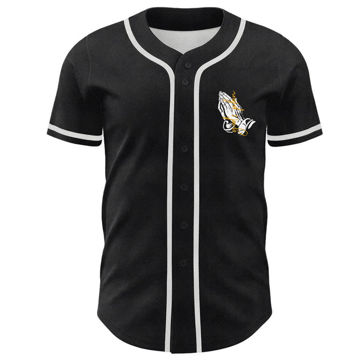 Christianartworkshop Gottes Plan – Betende Hände – Glaubensslogan – Beidseitig bedrucktes Unisex-Baseballtrikot - image 2