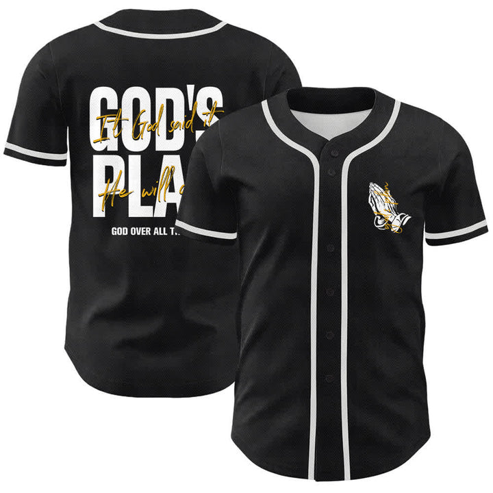 Christianartworkshop Gottes Plan – Betende Hände – Glaubensslogan – Beidseitig bedrucktes Unisex-Baseballtrikot - Weiß - 5XL - image 0