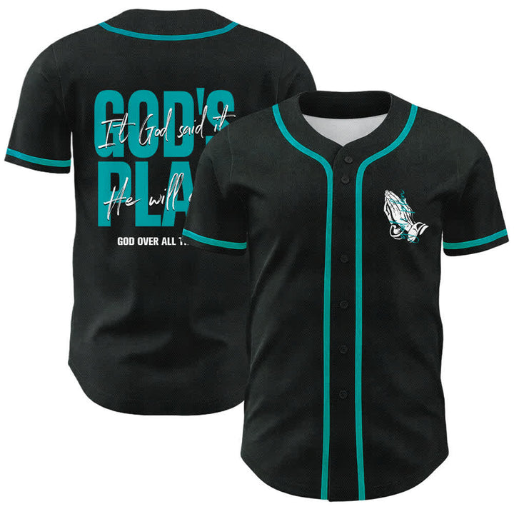 Christianartworkshop Gottes Plan – Betende Hände – Glaubensslogan – Beidseitig bedrucktes Unisex-Baseballtrikot - Lake Blue - 5XL - image 12