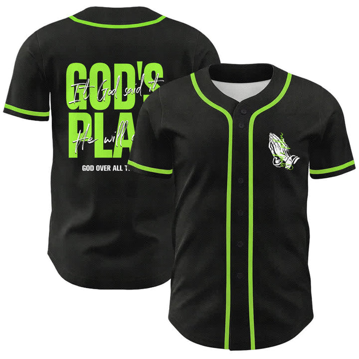 Christianartworkshop Gottes Plan – Betende Hände – Glaubensslogan – Beidseitig bedrucktes Unisex-Baseballtrikot - Grün - 5XL - image 21