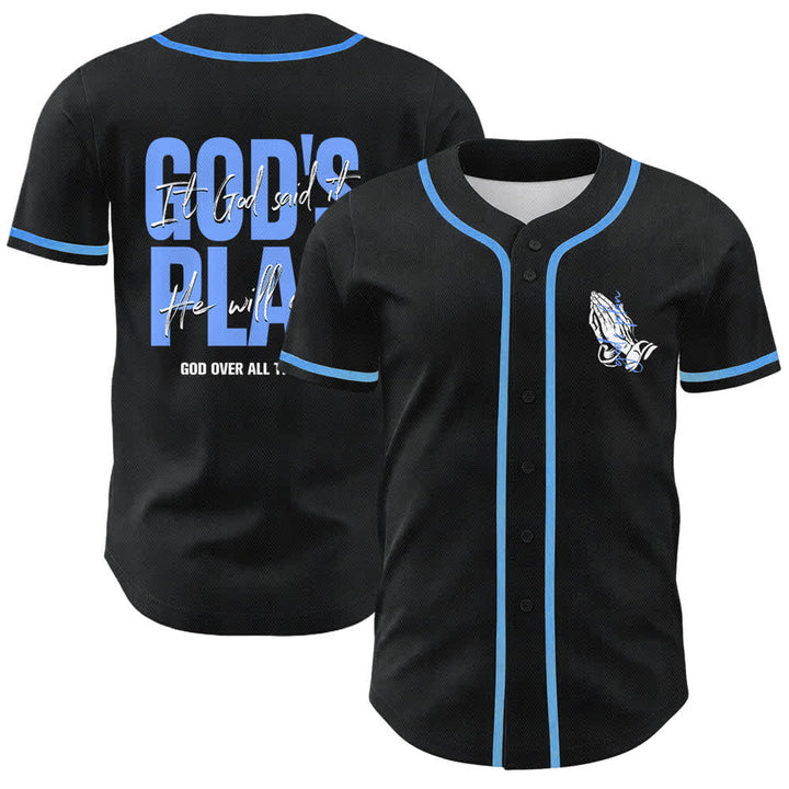 Christianartworkshop Gottes Plan – Betende Hände – Glaubensslogan – Beidseitig bedrucktes Unisex-Baseballtrikot - Himmelblau - 5XL - image 15