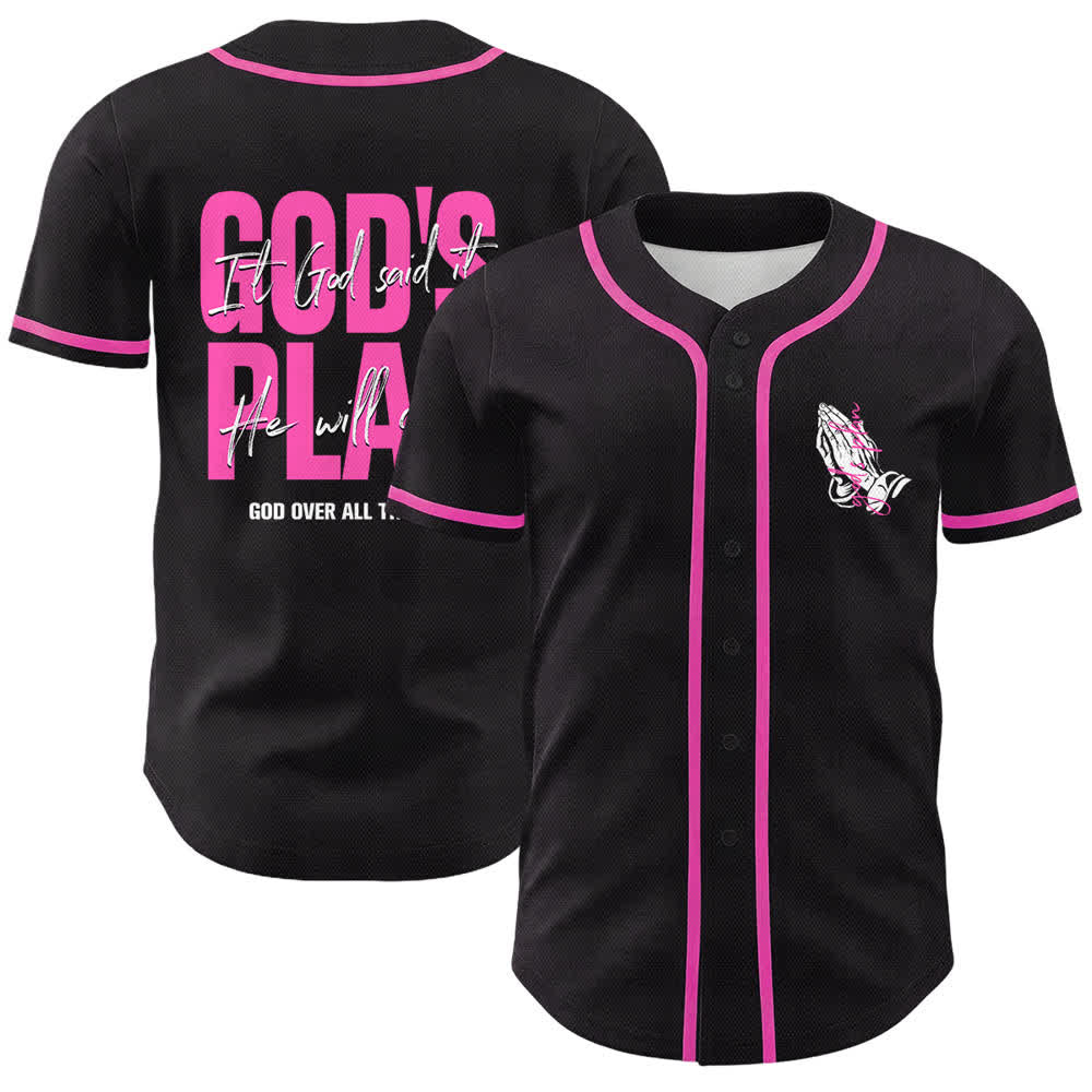 Christianartworkshop Gottes Plan – Betende Hände – Glaubensslogan – Beidseitig bedrucktes Unisex-Baseballtrikot - Rosa - 5XL - image 18