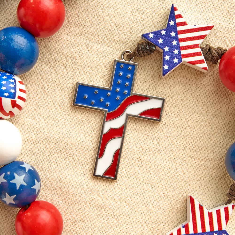 Christianartworkshop Zweifach gestalteter patriotischer Rosenkranz mit amerikanischer Flagge und roten, weißen und blauen Sternen und Streifen - image 16
