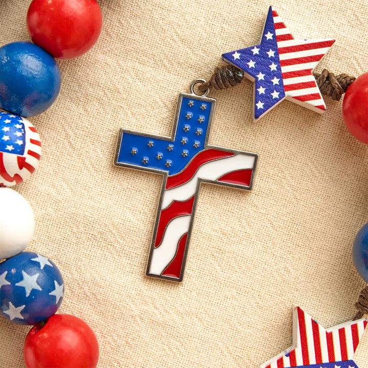 Christianartworkshop Zweifach gestalteter patriotischer Rosenkranz mit amerikanischer Flagge und roten, weißen und blauen Sternen und Streifen - image 16