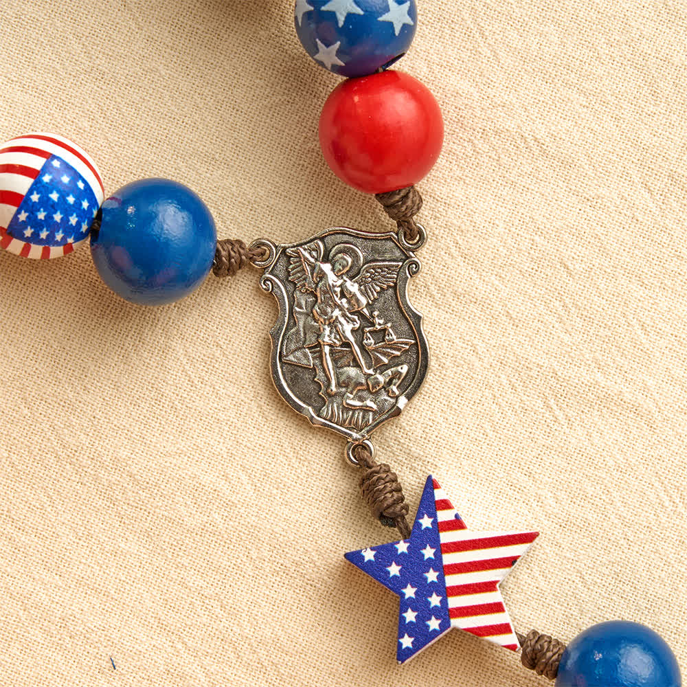 Christianartworkshop Zweifach gestalteter patriotischer Rosenkranz mit amerikanischer Flagge und roten, weißen und blauen Sternen und Streifen - image 15