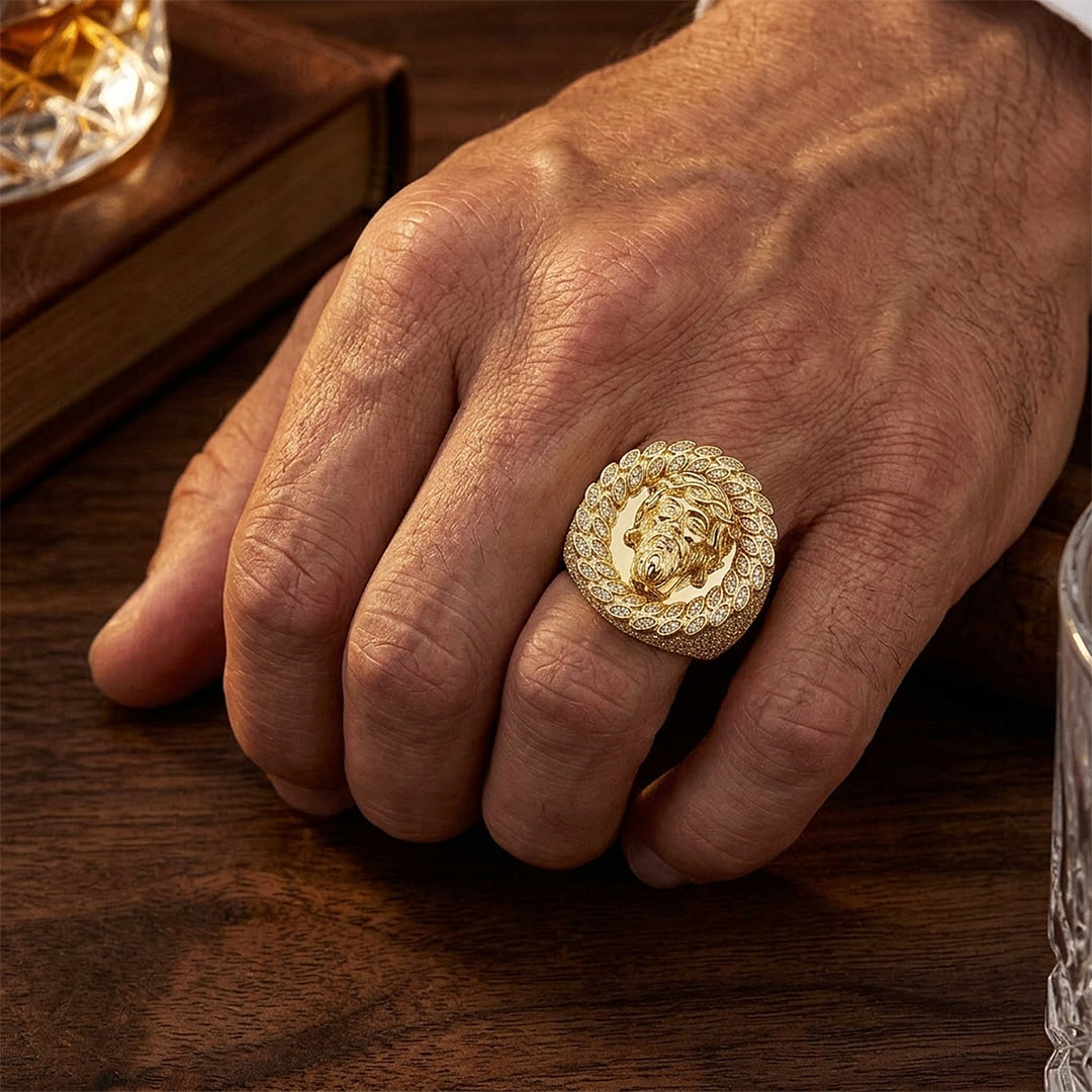 Christianartworkshop Statement-Ring mit eisbesetztem Pavé-Fassung und Halo-Motiv: Symbol unendlichen himmlischen Mitgefühls - image 3