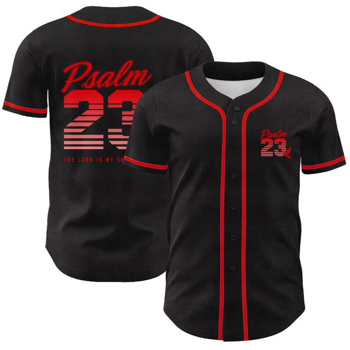 Christianartworkshop Retro-Streifen-Farbverlauf-Zahlen-Schreibschrift-Psalm 23 Unisex-Baseballtrikot - Rot - 5XL - image 9