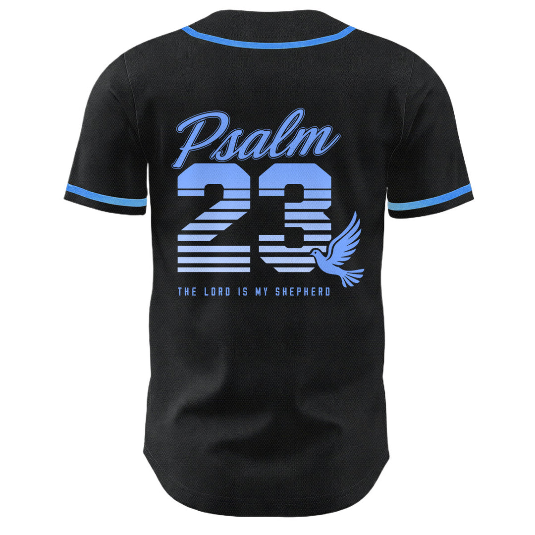 Christianartworkshop Retro-Streifen-Farbverlauf-Zahlen-Schreibschrift-Psalm 23 Unisex-Baseballtrikot - image 1
