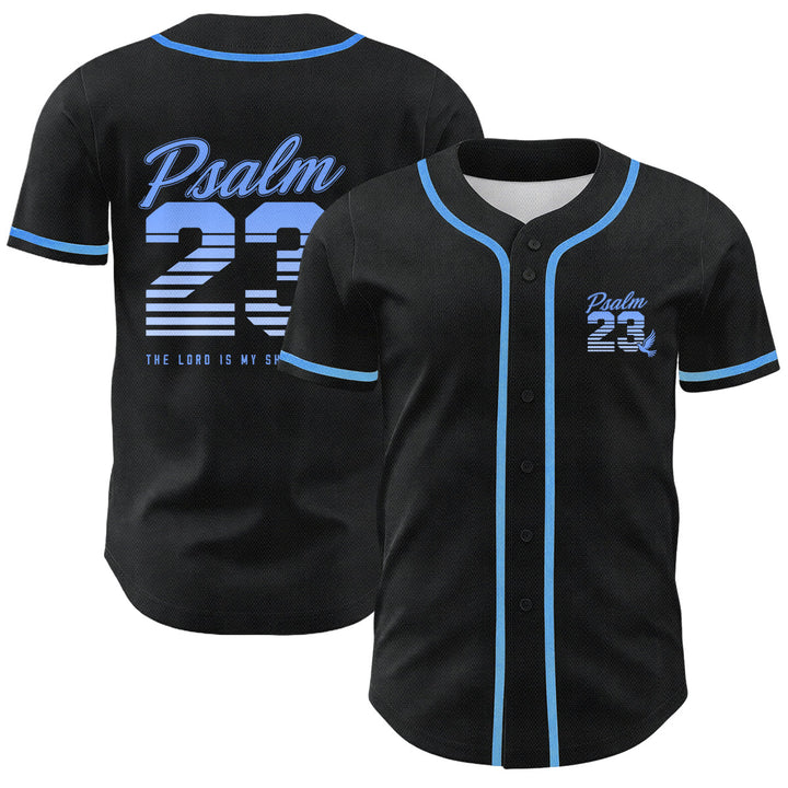 Christianartworkshop Retro-Streifen-Farbverlauf-Zahlen-Schreibschrift-Psalm 23 Unisex-Baseballtrikot - Himmelblau - 5XL - image 0