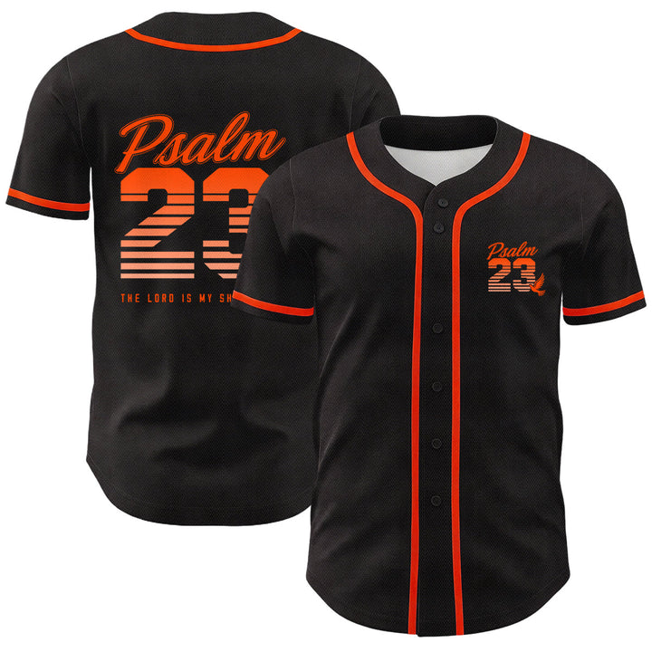 Christianartworkshop Retro-Streifen-Farbverlauf-Zahlen-Schreibschrift-Psalm 23 Unisex-Baseballtrikot - Orange - 5XL - image 12