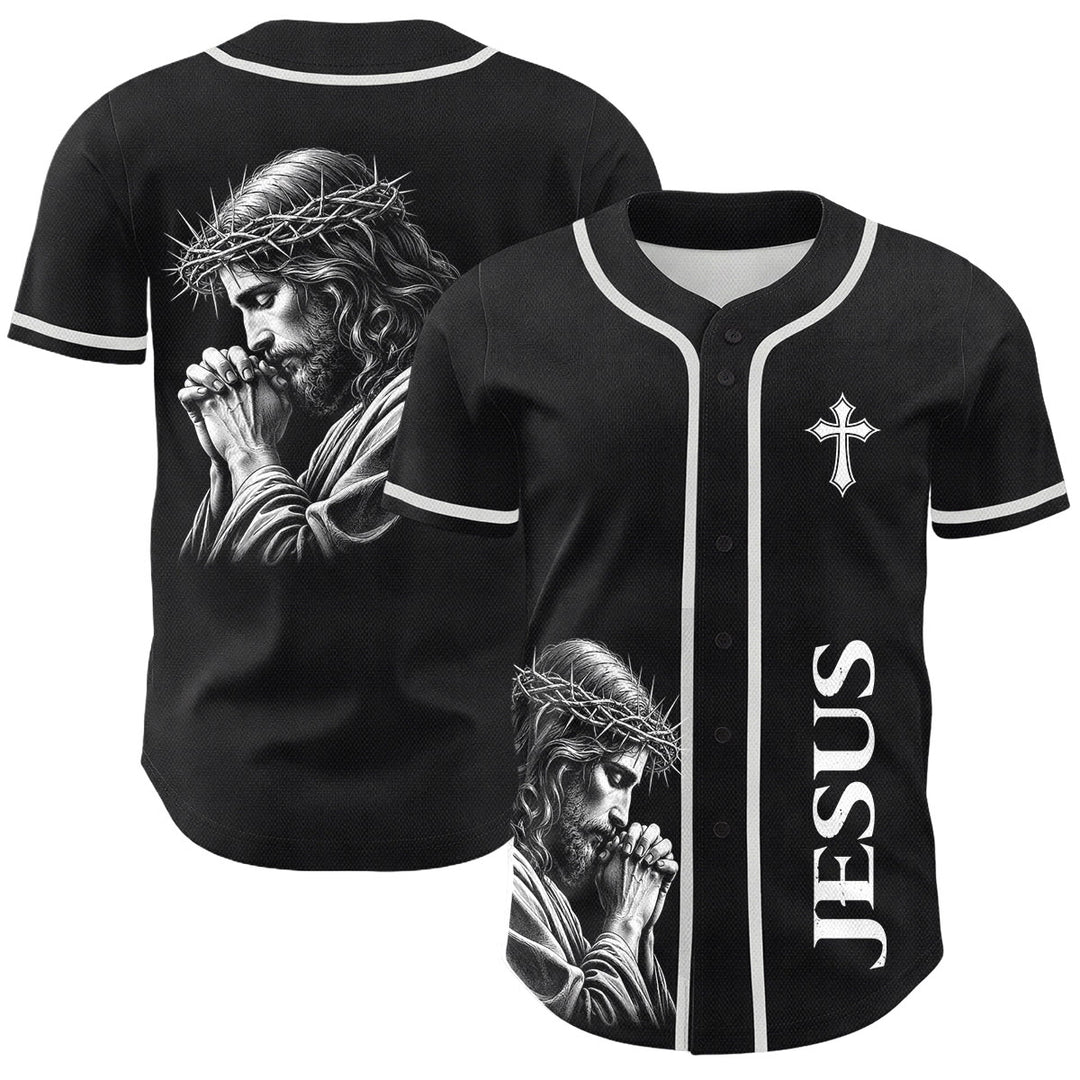 Christianartworkshop Vintage Betender Jesus Dornenkrone Unisex Baseballtrikot - 5XL - image 0