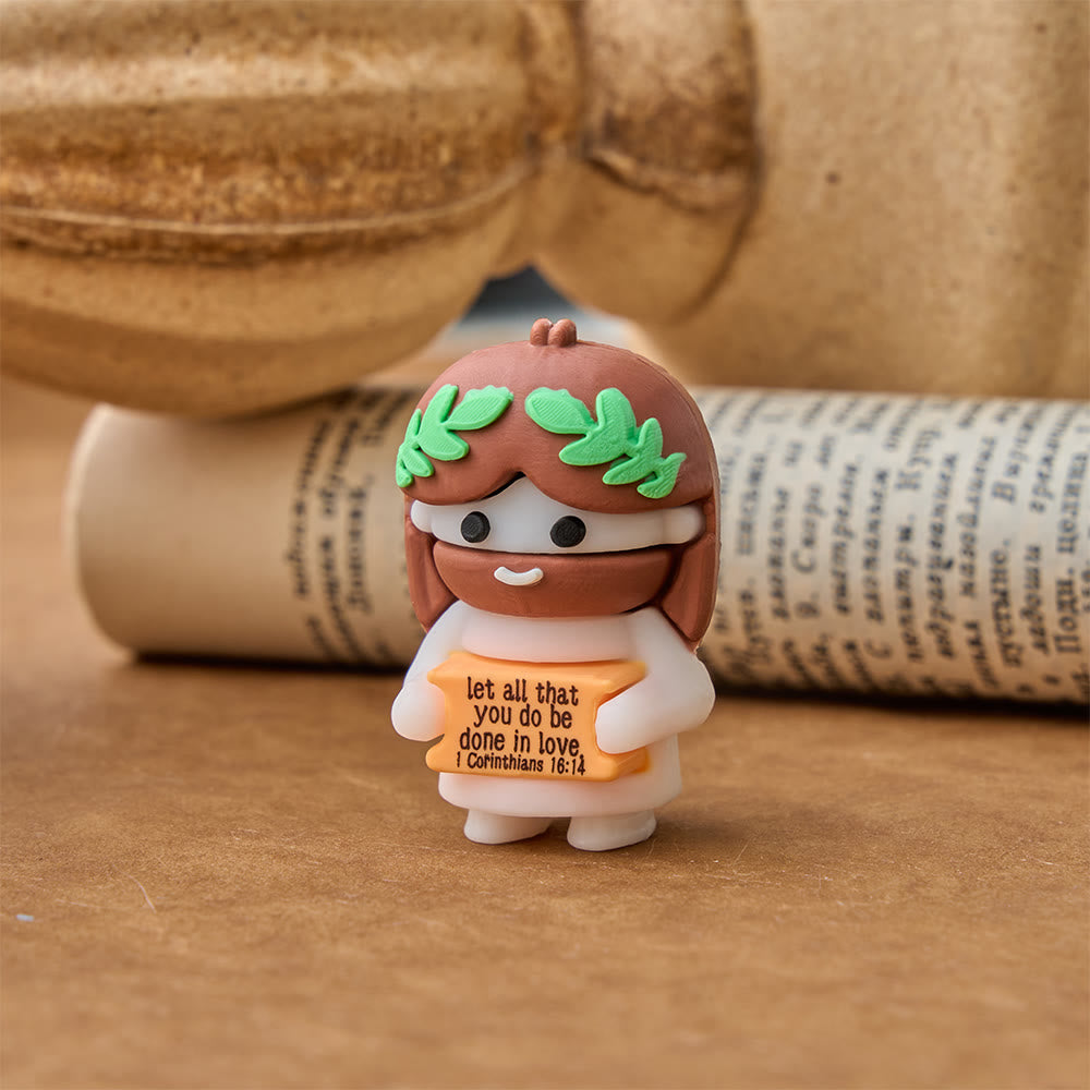 Christianartworkshop Mini-Jesusfiguren als Tischdekoration: Niedliche Bibelvers-Plakette, Symbol himmlischer Liebe - image 4