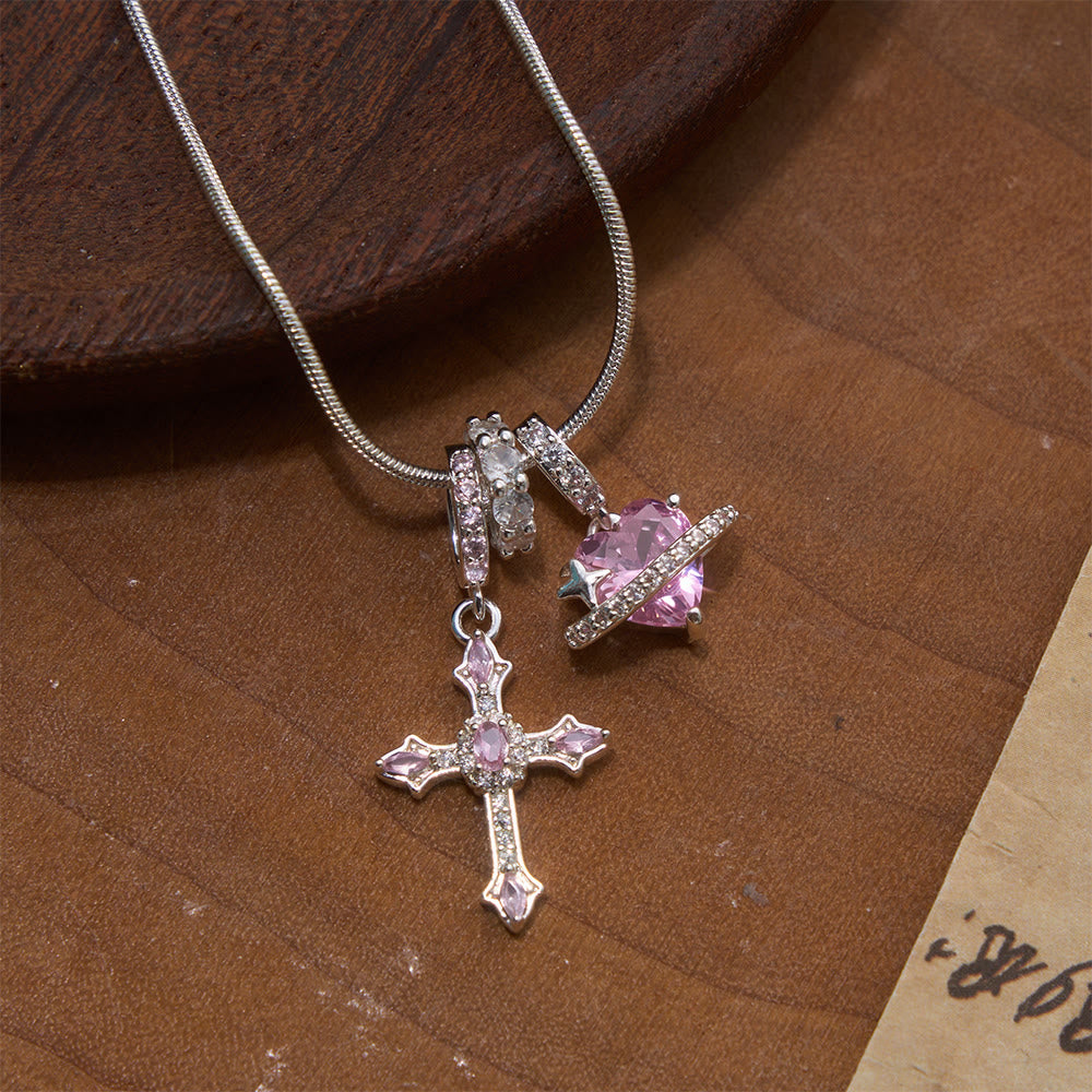 Christianartworkshop Verspielte Herzplaneten- und Juwelenkreuz-Halskette: Symbol unfehlbarer himmlischer Fürsorge - image 4