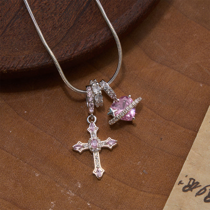 Christianartworkshop Verspielte Herzplaneten- und Juwelenkreuz-Halskette: Symbol unfehlbarer himmlischer Fürsorge - image 4
