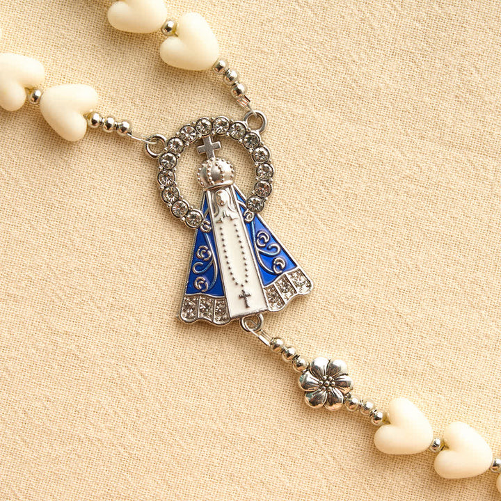 Christianartworkshop Rosenkranz Unserer Lieben Frau von Aparecida mit weichen, herzförmigen Perlen und emailliertem Kruzifix: Symbol reiner himmlischer Liebe - image 6