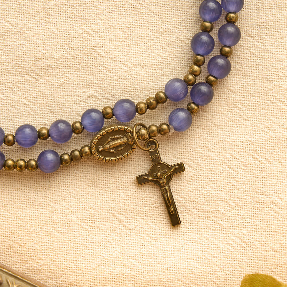 Christianartworkshop Strahlendes violettes Katzenaugen-Rosenkranzarmband: Überbringer sanfter himmlischer Segnungen - image 6