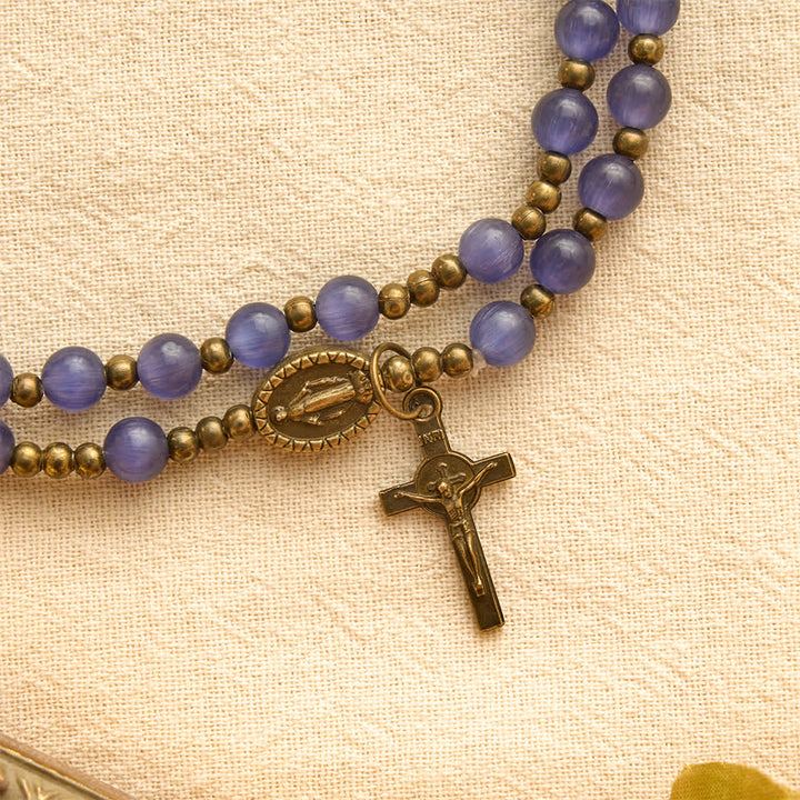 Christianartworkshop Strahlendes violettes Katzenaugen-Rosenkranzarmband: Überbringer sanfter himmlischer Segnungen - image 6