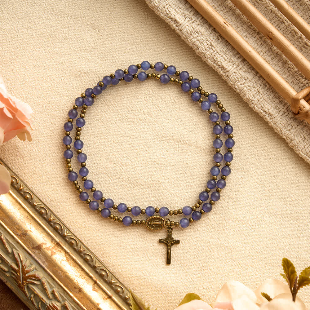 Christianartworkshop Strahlendes violettes Katzenaugen-Rosenkranzarmband: Überbringer sanfter himmlischer Segnungen - image 3