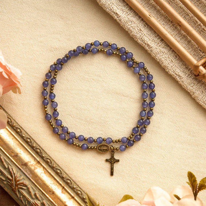 Christianartworkshop Strahlendes violettes Katzenaugen-Rosenkranzarmband: Überbringer sanfter himmlischer Segnungen - image 3