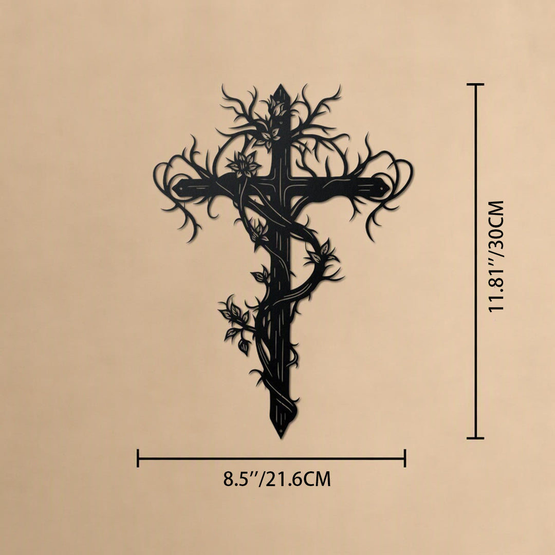 Christianartworkshop Wandschild aus Metall mit Baumkreuz und Weinreben: Symbol des Lebens und der Erlösung - 11,81''*8,5''*0,04''/30cm*21,6cm*0,1cm - image 9