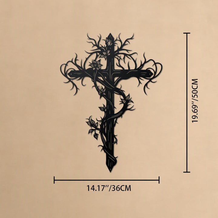 Christianartworkshop Wandschild aus Metall mit Baumkreuz und Weinreben: Symbol des Lebens und der Erlösung - 19,69''*14,17''*0,05''/50cm*36cm*0,12cm - image 11