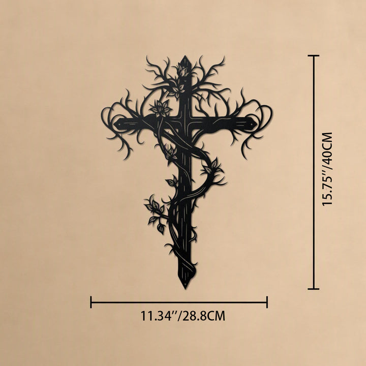 Christianartworkshop Wandschild aus Metall mit Baumkreuz und Weinreben: Symbol des Lebens und der Erlösung - 15,75''*11,34''*0,04''/40cm*28,8cm*0,1cm - image 10