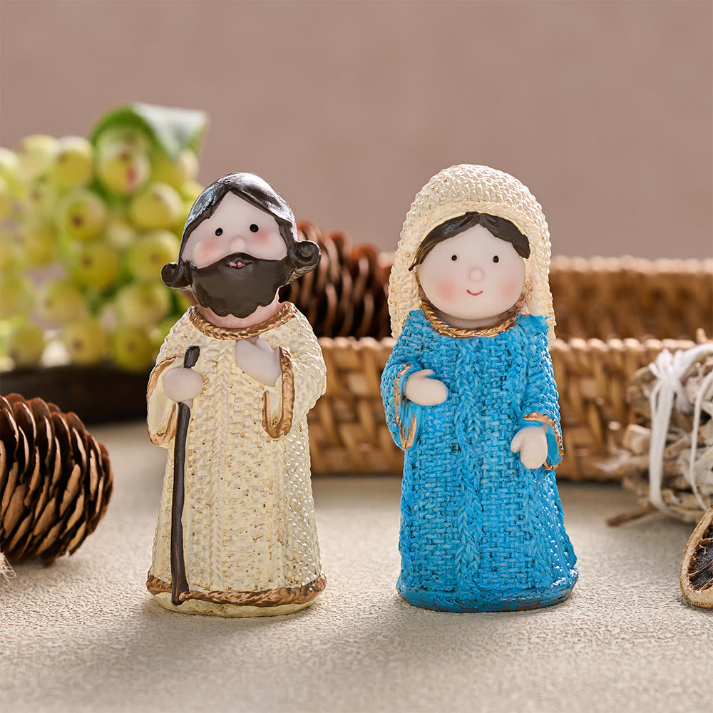 Christianartworkshop Mini-Krippenfigurenpaar: Symbol der stillen himmlischen Harmonie - Maria und der heilige Josef - image 0
