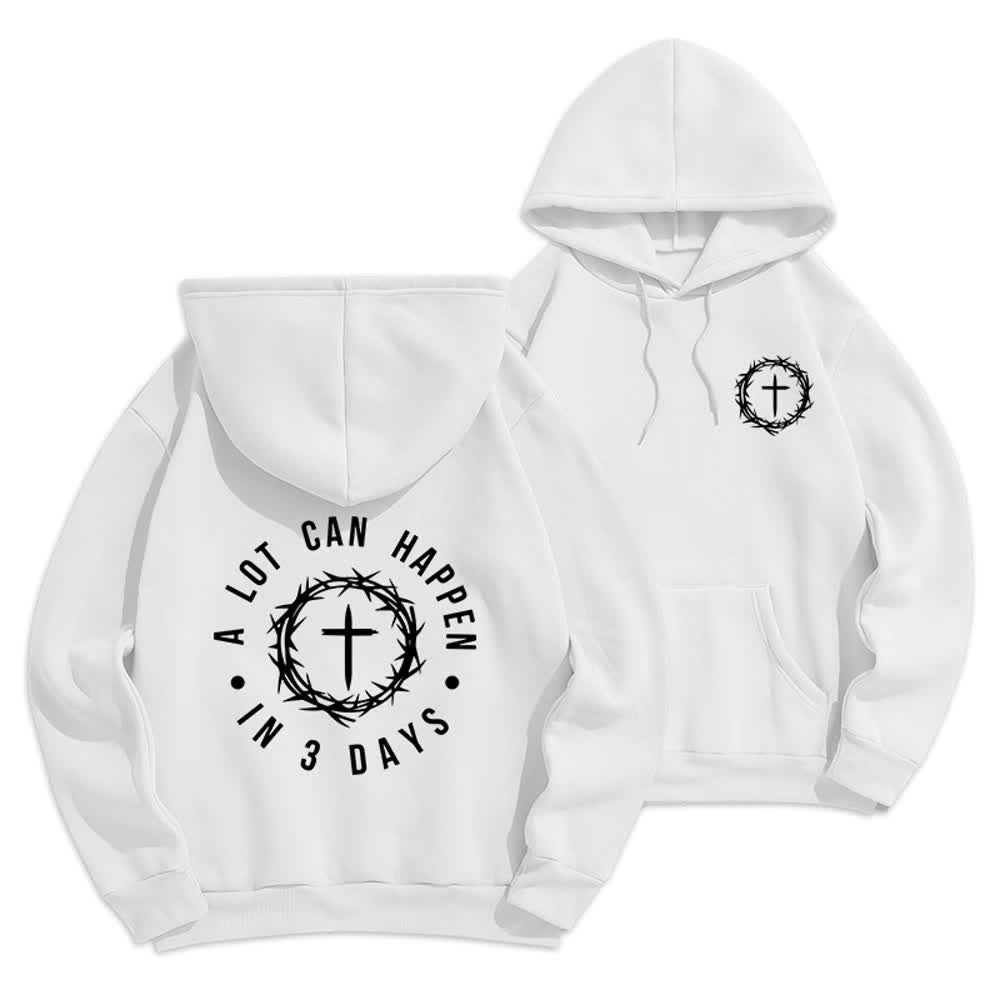 Christianartworkshop In 3 Tagen kann viel passieren – Kapuzenpullover aus Polyester mit Grafikprint, gefüttert mit Fleece. - Weiß - 2XL - image 0