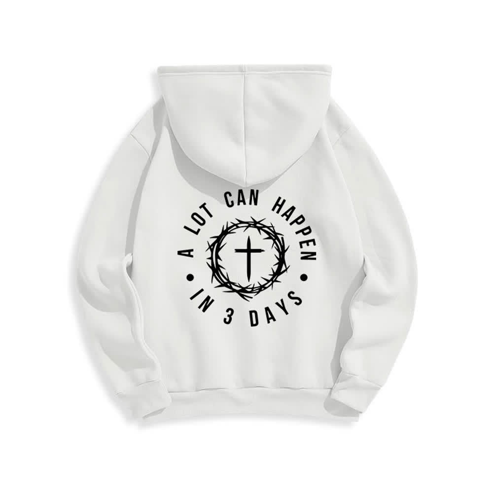 Christianartworkshop In 3 Tagen kann viel passieren – Kapuzenpullover aus Polyester mit Grafikprint, gefüttert mit Fleece. - image 1