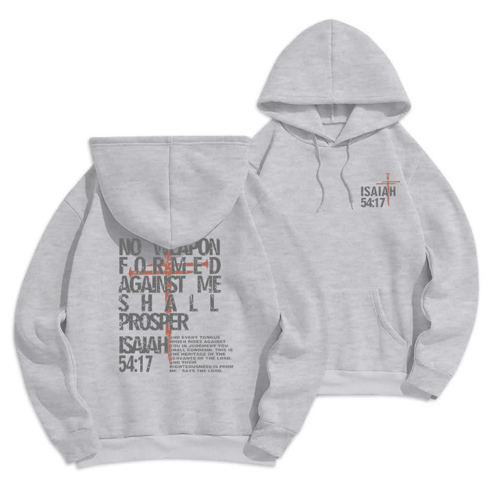Christianartworkshop Jesaja 54,17 – Pullover-Hoodie mit Used-Look-Rückenprint, Fleece-Futter und Polyester - Grau - 2XL - image 6