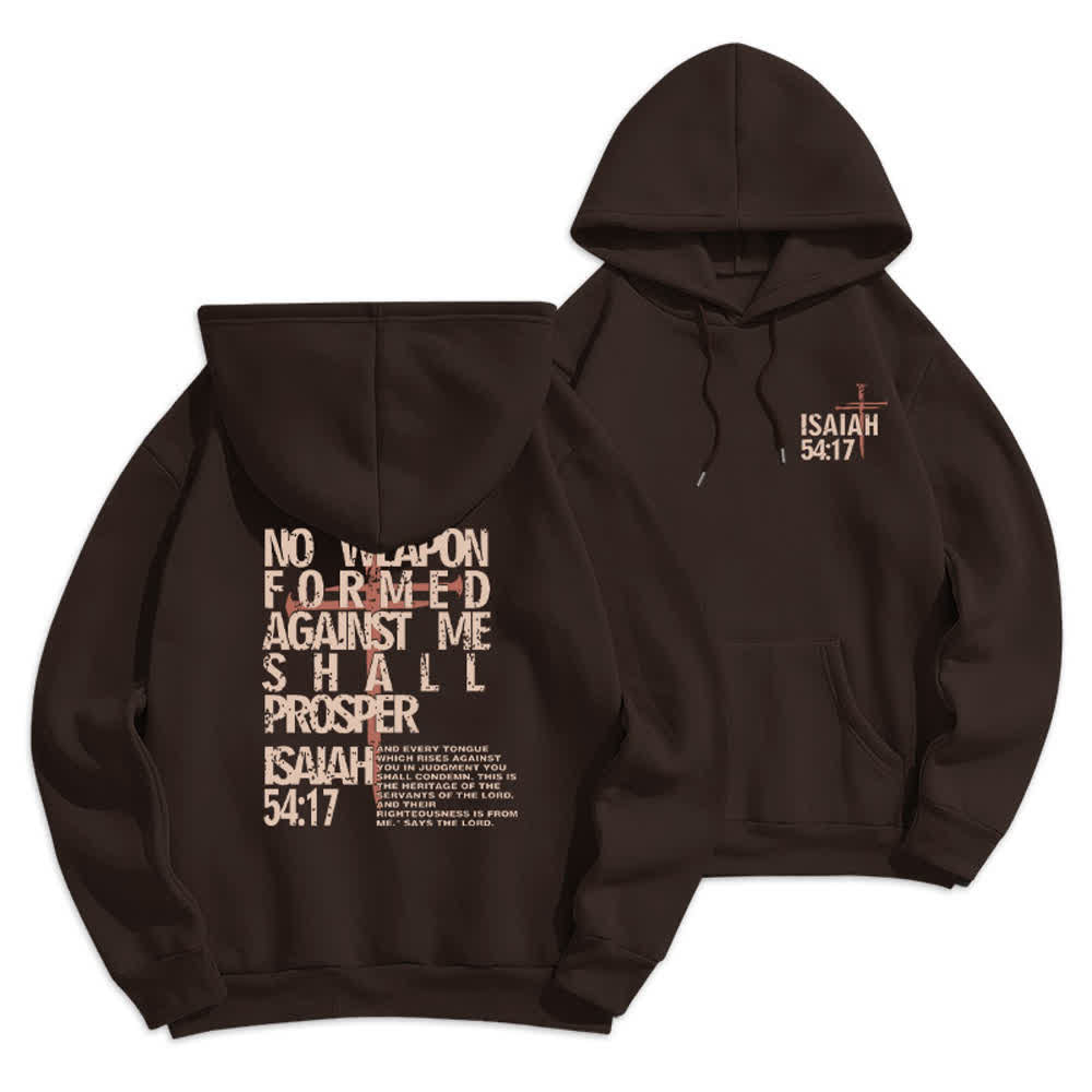 Christianartworkshop Jesaja 54,17 – Pullover-Hoodie mit Used-Look-Rückenprint, Fleece-Futter und Polyester - Braun - 2XL - image 0