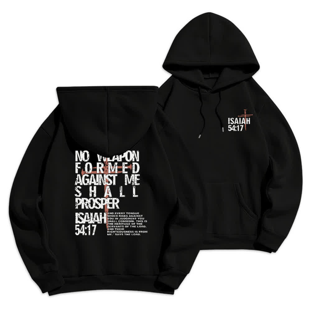 Christianartworkshop Jesaja 54,17 – Pullover-Hoodie mit Used-Look-Rückenprint, Fleece-Futter und Polyester - Schwarz - 2XL - image 9