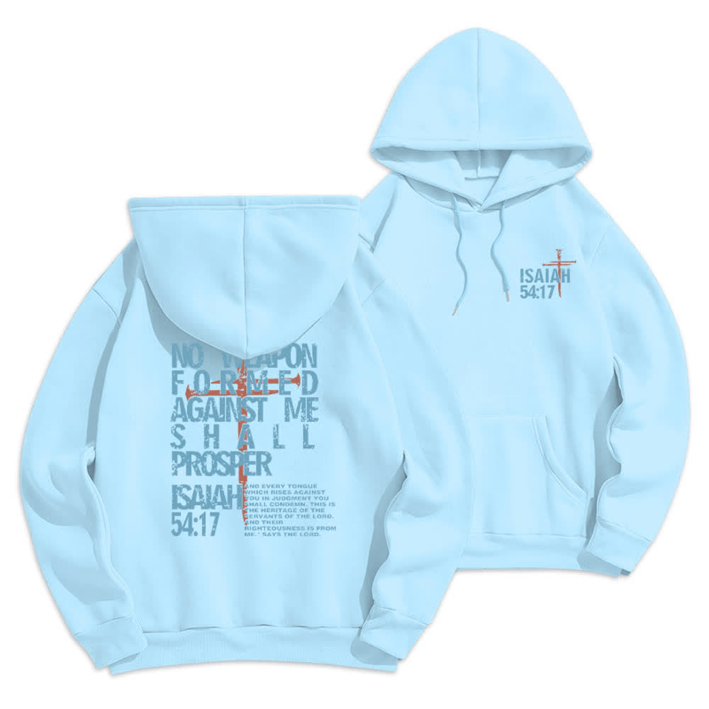 Christianartworkshop Jesaja 54,17 – Pullover-Hoodie mit Used-Look-Rückenprint, Fleece-Futter und Polyester - Blau - 2XL - image 21