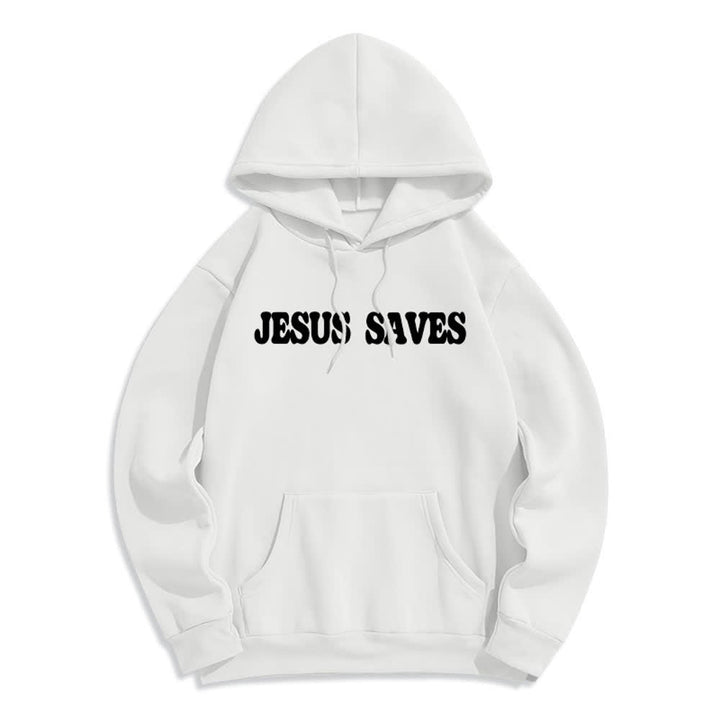 Christianartworkshop Jesus Saves Weißer Pullover Streetwear Fleecegefütterter Polyester-Hoodie - image 2