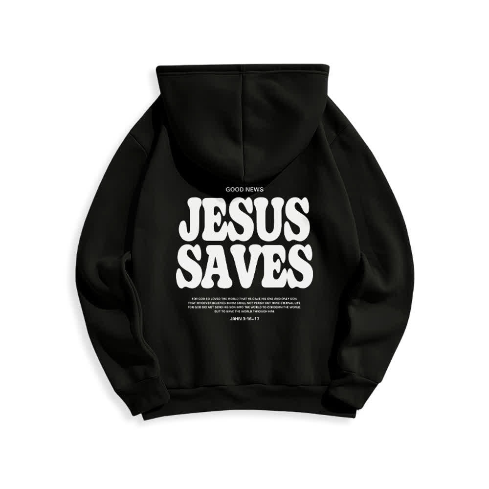 Christianartworkshop Jesus Saves Weißer Pullover Streetwear Fleecegefütterter Polyester-Hoodie - image 4