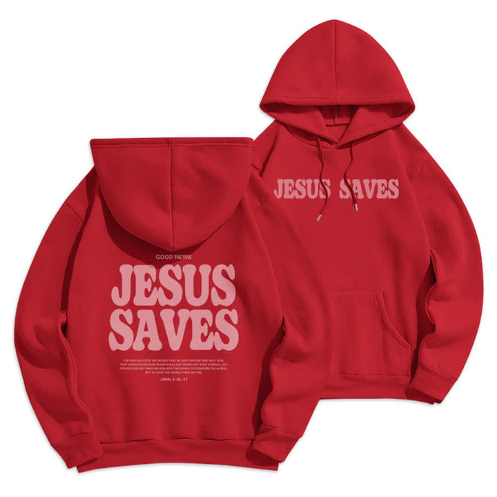 Christianartworkshop Jesus Saves Weißer Pullover Streetwear Fleecegefütterter Polyester-Hoodie - Rot - 2XL - image 6