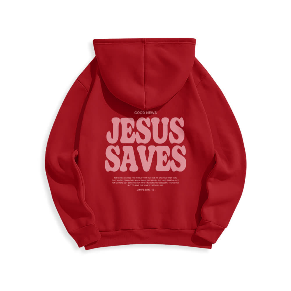 Christianartworkshop Jesus Saves Weißer Pullover Streetwear Fleecegefütterter Polyester-Hoodie - image 7