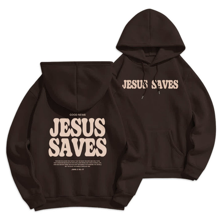 Christianartworkshop Jesus Saves Weißer Pullover Streetwear Fleecegefütterter Polyester-Hoodie - Braun - 2XL - image 9