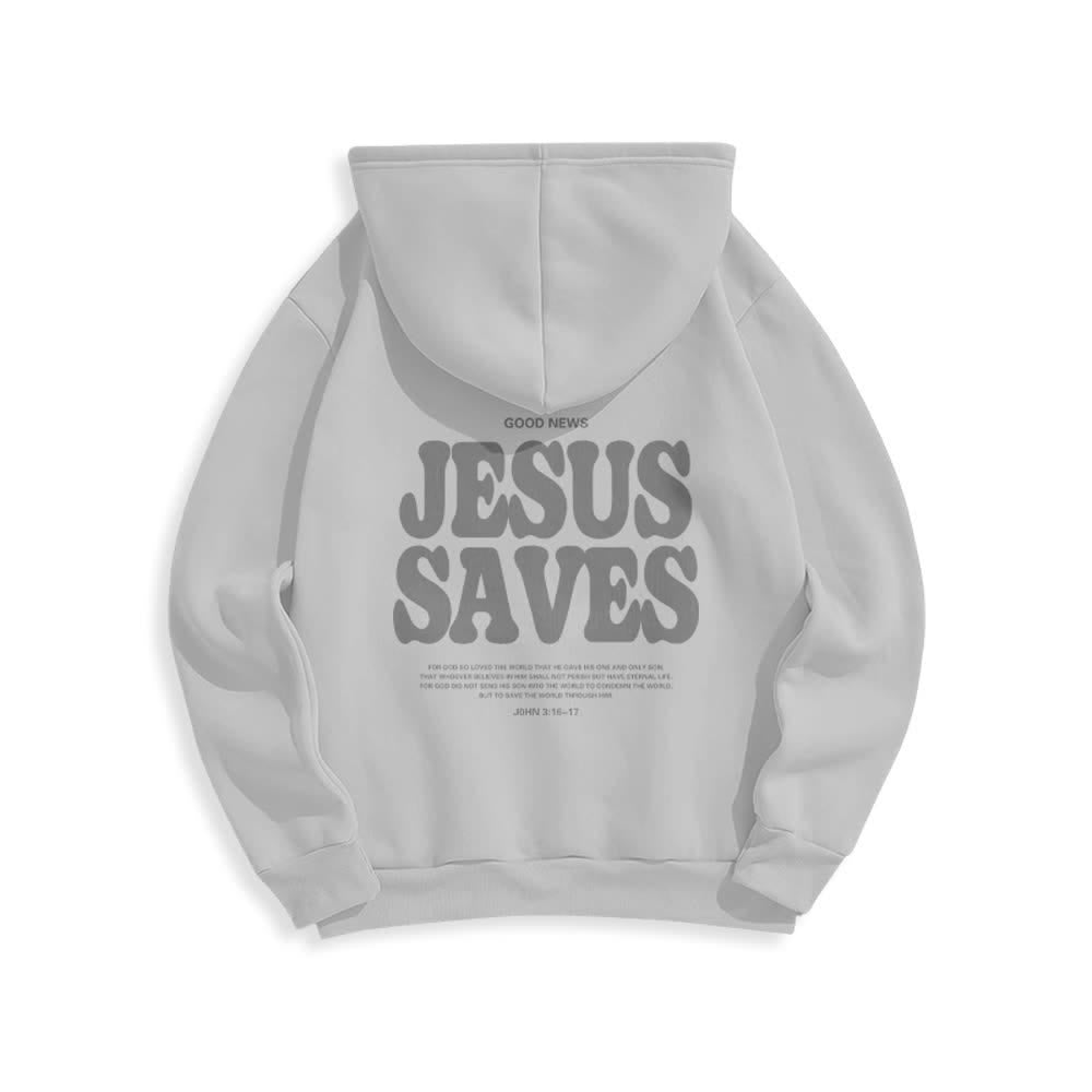 Christianartworkshop Jesus Saves Weißer Pullover Streetwear Fleecegefütterter Polyester-Hoodie - image 13
