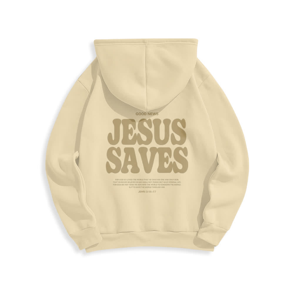 Christianartworkshop Jesus Saves Weißer Pullover Streetwear Fleecegefütterter Polyester-Hoodie - image 16