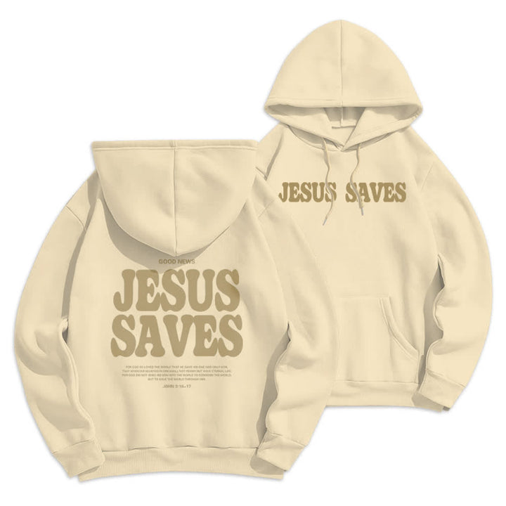 Christianartworkshop Jesus Saves Weißer Pullover Streetwear Fleecegefütterter Polyester-Hoodie - Beige - 2XL - image 15