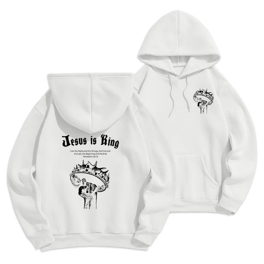 Christianartworkshop Jesus Is King Gothic Graphic Pullover Fleecegefütterter Polyester-Hoodie - Weiß - 2XL - image 0