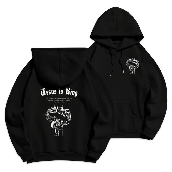 Christianartworkshop Jesus Is King Gothic Graphic Pullover Fleecegefütterter Polyester-Hoodie - Schwarz - 2XL - image 3